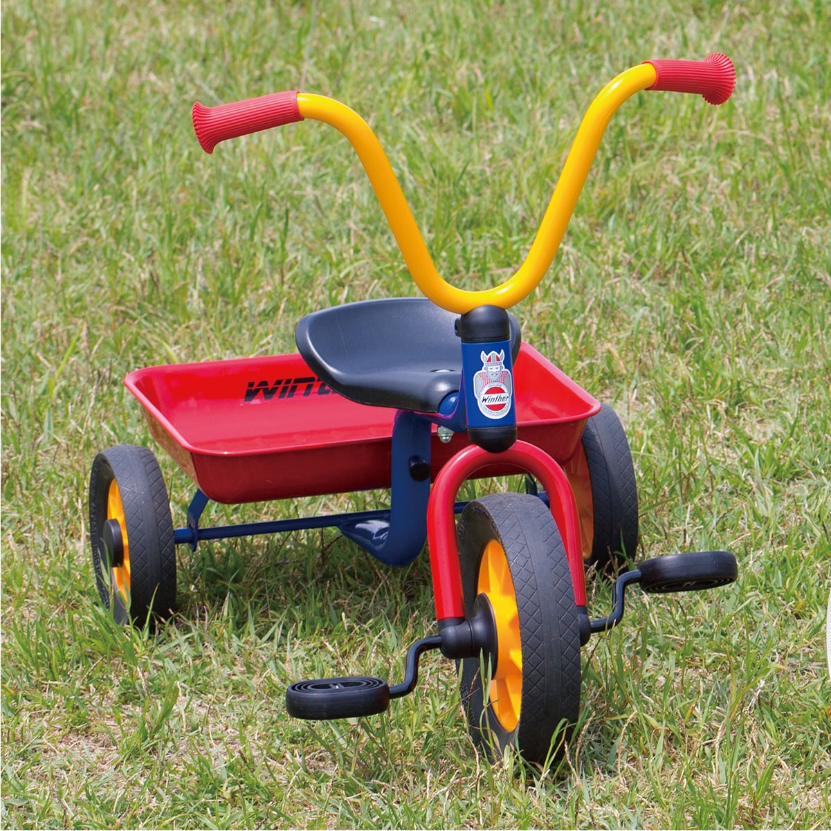 ペリカンデザイン三輪車 Vハンドル カラー（荷台つき）: ｜教育・保育